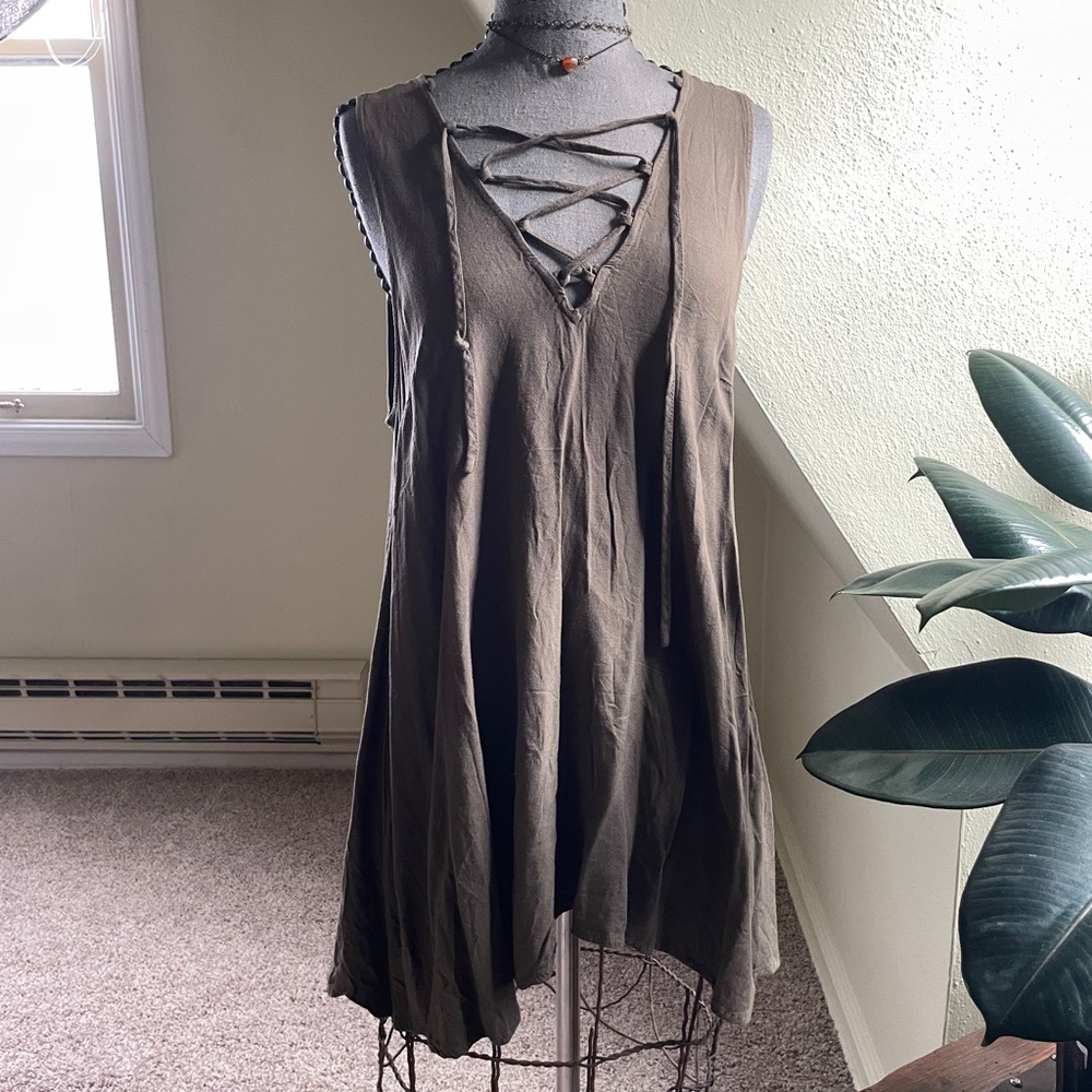 Tobi Olive Green Dress/Swimsuit Cover-up